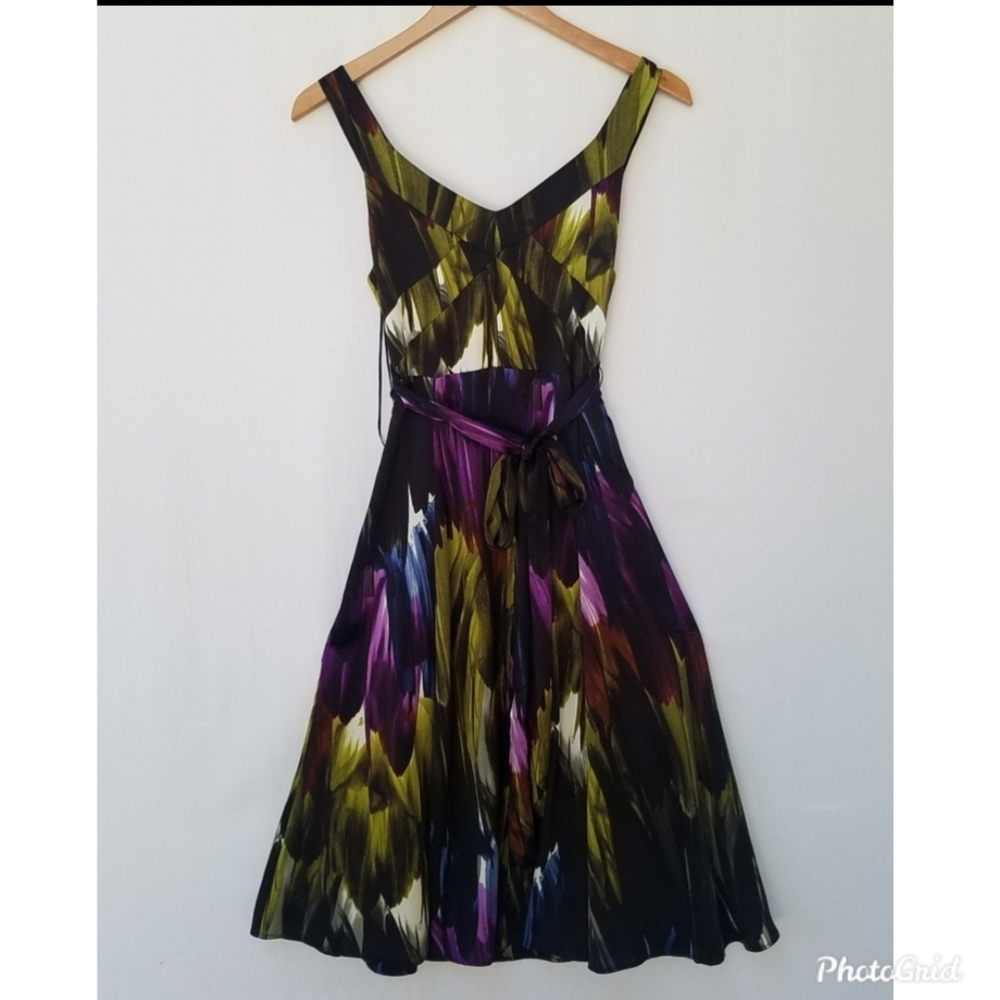Ted Baker 🖤 Abstract Silk Dress 🖤 Sz 2 - Picture 2 of 8